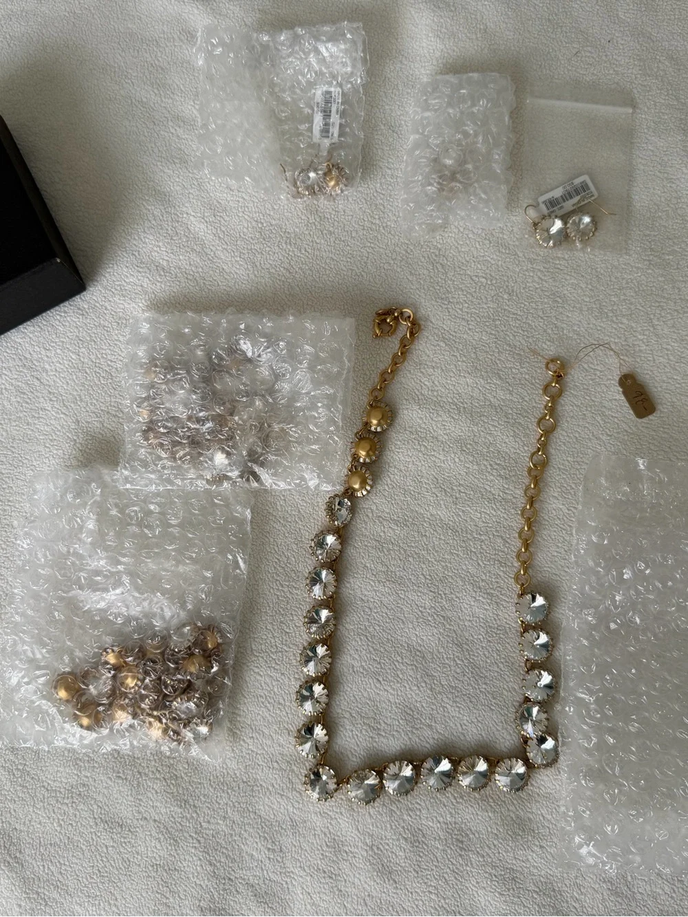 J. Crew Gold Crystal Statement Necklace & Earring Set - Clear - Picture 5 of 6